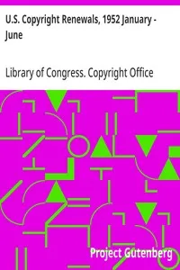 U.S. Copyright Renewals, 1952 January - June cover
