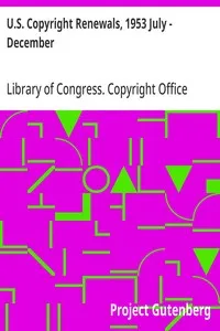 U.S. Copyright Renewals, 1953 July - December — Library of Congress. Copyright Office cover