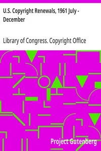 U.S. Copyright Renewals, 1961 July - December cover