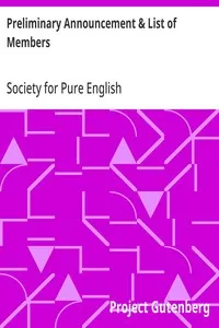 Preliminary Announcement & List of Members: Society for Pure English, Tract 01 (1919) — Society for Pure English cover