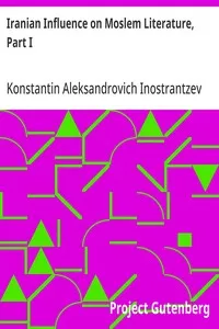 Iranian Influence on Moslem Literature, Part I cover
