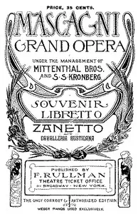 Zanetto; and Cavalleria Rusticana — Anonymous cover