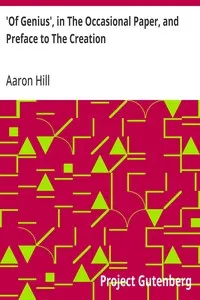 'Of Genius', in The Occasional Paper, and Preface to The Creation — Aaron Hill cover