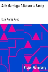 Safe Marriage: A Return to Sanity — Ettie Annie Rout cover