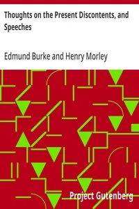 Thoughts on the Present Discontents, and Speeches — Edmund Burke cover