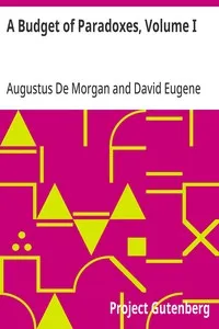 A Budget of Paradoxes, Volume I — Augustus De Morgan cover