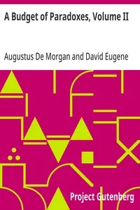 A Budget of Paradoxes, Volume II — Augustus De Morgan cover