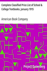 Complete Classified Price List of School & College Textbooks. January 1915 — American Book Company cover