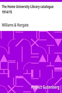 The Home University Library catalogue 1914/15 — Williams & Norgate cover