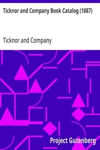 Ticknor and Company Book Catalog (1887) — Ticknor and Company cover