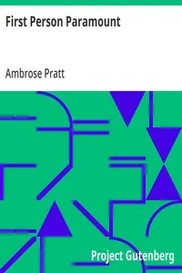 First Person Paramount — Ambrose Pratt cover