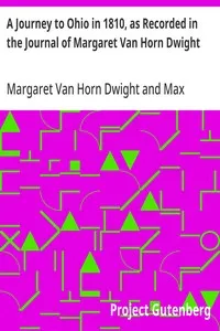 A Journey to Ohio in 1810, as Recorded in the Journal of Margaret Van Horn Dwight — Margaret Van Horn Dwight cover