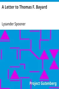 A Letter to Thomas F. Bayard cover