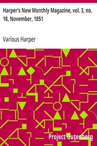 Harper's New Monthly Magazine, vol. 3, no. 18, November, 1851 cover