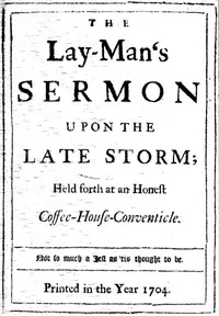 The Lay-Man's Sermon upon the Late Storm: Held forth at an Honest Coffee-House-Conventicle — Daniel Defoe cover