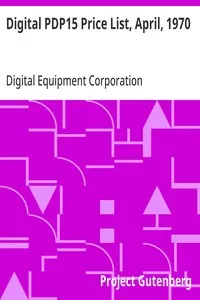 Digital PDP15 Price List, April, 1970 cover