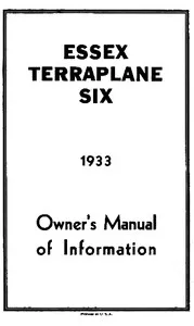 Essex Terraplane Six 1933 Owner's Manual of Information — Hudson Motor Car Company cover