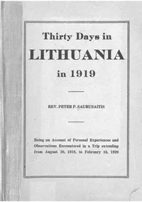 Thirty Days in Lithuania in 1919 — Peter Saurusaitis cover