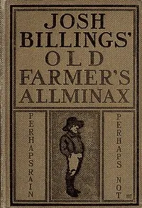 Josh Billings' Farmer's Allminax, 1870-1879 — Josh Billings cover
