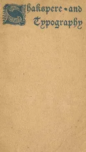 Shakspere & Typography cover