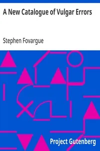 A New Catalogue of Vulgar Errors — Stephen Fovargue cover