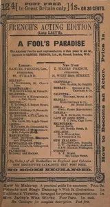A Fool's Paradise: An Original Play in Three Acts — Sydney Grundy cover