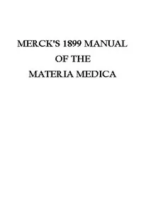 Merck's 1899 Manual of the Materia Medica — Merck & Co. cover