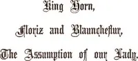 King Horn, Floriz and Blauncheflur, The Assumption of Our Lady cover