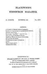 Blackwood's Edinburgh Magazine, Volume 64, No. 397, November 1848 — Various cover