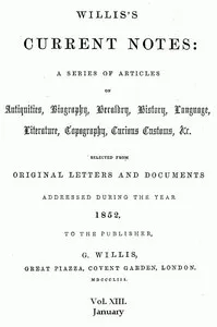 Willis's Current Notes, No. 13, January 1852 cover
