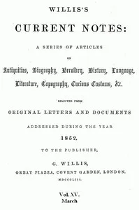 Willis's Current Notes, No. 15, March 1852 cover