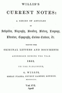 Willis's Current Notes, No. 16, April 1852 cover
