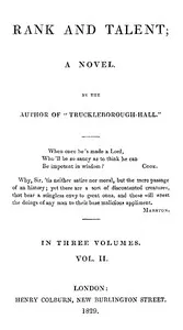 Rank and Talent; A Novel, Vol. 2 (of 3) — William Pitt Scargill cover