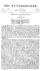 The Knickerbocker, Vol. 10, No. 4, October 1837 — Various cover