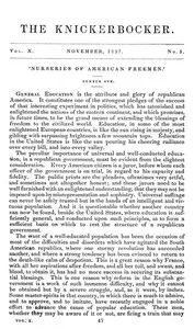 The Knickerbocker, Vol. 10, No. 5, November 1837 — Various cover