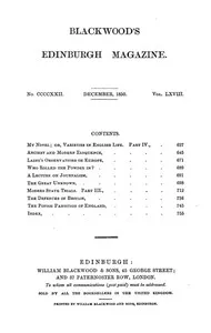 Blackwood's Edinburgh Magazine, Vol. 68, No 422, December 1850 — Various cover
