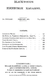 Blackwood's Edinburgh Magazine, Volume 69, No. 424, February 1851 — Various cover