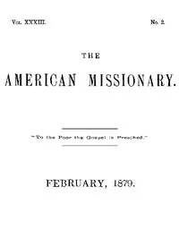The American Missionary — Volume 33, No. 02, February, 1879 — Various cover