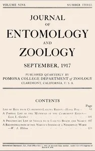 Journal of Entomology and Zoology, Vol. 09, No. 3, September 1917 cover