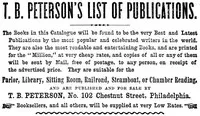 T. B. Peterson's List of Publications (1857) — Pa.) T.B. Peterson & Brothers (Philadelphia cover