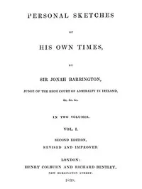 Personal sketches of his own times, Vol. 1 (of 3) cover