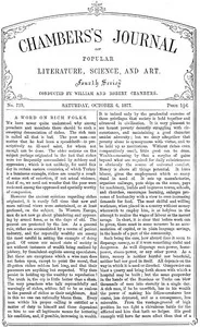Chambers's Journal of Popular Literature, Science, and Art, No. 719: October 6, 1877 — Various cover
