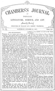 Chambers's Journal of Popular Literature, Science, and Art, No. 722: October 27, 1877 — Various cover