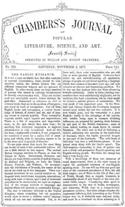 Chambers's Journal of Popular Literature, Science, and Art, No. 723: November 3, 1877 — Various cover