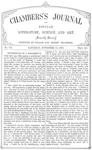 Chambers's Journal of Popular Literature, Science, and Art, No. 725, November 17, 1877 — Various cover
