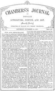 Chambers's Journal of Popular Literature, Science, and Art, No. 726: November 24, 1877 — Various cover
