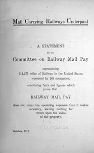 Mail Carrying Railways Underpaid — Committee on Railway Mail Pay cover