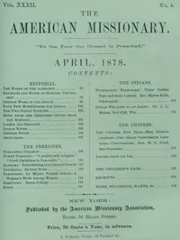 The American Missionary — Volume 32, No. 04, April 1878 cover