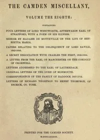Correspondence of the Family of Haddock, 1657-1719: The Camden Miscellany: Volume the Eighth — Anonymous cover