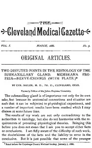 The Cleveland Medical Gazette, Vol. 1, No. 5, March 1886 — Various cover
